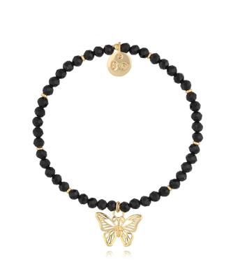 Bransoletka z czarnymi turmalinami i motylkiem Take Me BTW2249