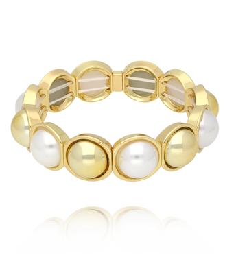 Bransoletka z dużymi perłami i złotymi ogniwami BCR0023