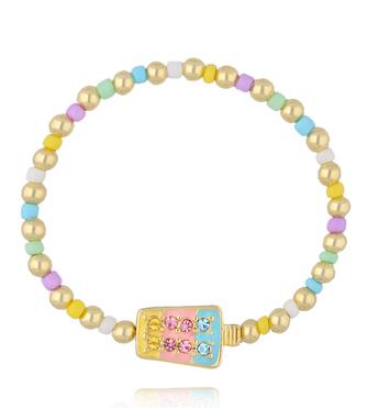 Bransoletka dla dziewczynki kolorowa z zawieszką BSS0295