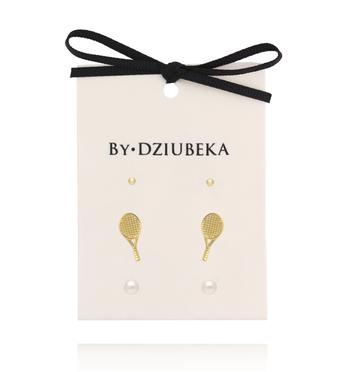 Zestaw kolczyków pozłacanych z rakietą tenisową KLT0028