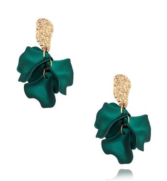 Kolczyki zielone z płatkami Coloré KFF0145