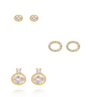 Zestaw kolczyków pozłacanych z cyrkoniami KLT0049