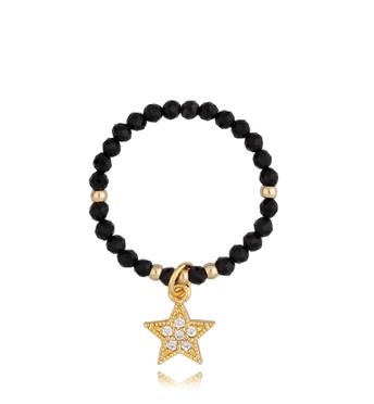 Pierścionek z agatami i gwiazdką Black Sky PSC0325