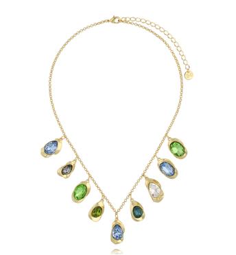 Naszyjnik z kolorowymi kryształami w złotej oprawie NS0375