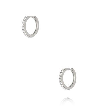 Zestaw srebrnych kolczyków kółek z cyrkoniami KLU0174