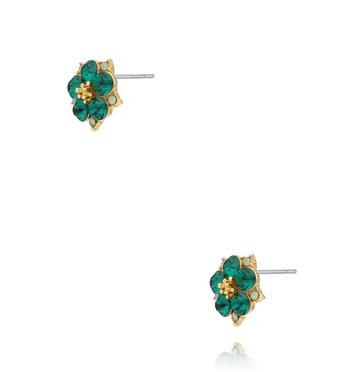 Kolczyki kwiatuszki z zielonymi kryształkami KSS2102