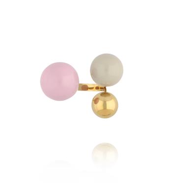 Pierścionek z kulkami w odcieniach szarości i różowego PSA1089