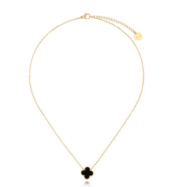 Naszyjnik z czarną koniczynką Clover NSY0210