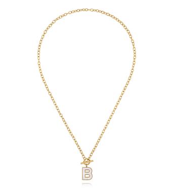 Naszyjnik z literą B i zapięciem toggle NSY0859