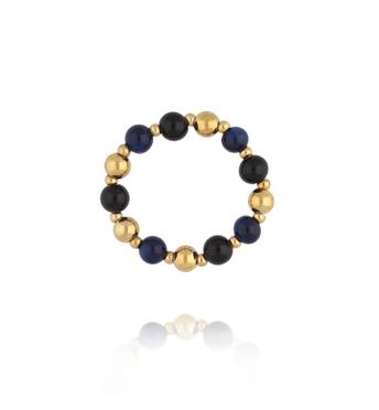 Pierścionek z agatami i tygrysim okiem PPA0069