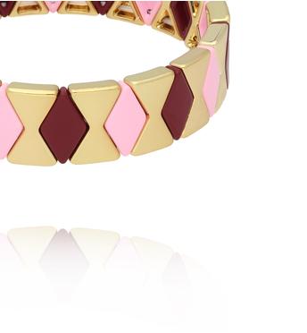 Bransoletka elastyczna w odcieniach różu, bordo i złota BCR0095