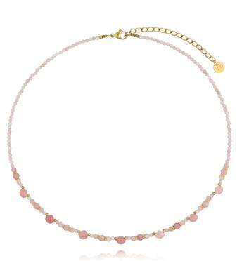 Naszyjnik z różowego opalu z delikatnymi złotymi akcentami NTW1566