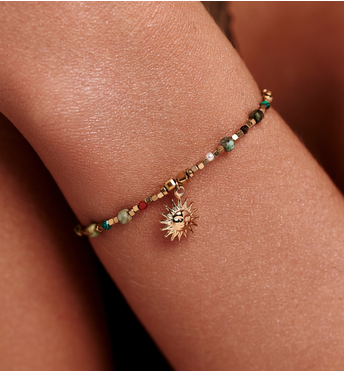 Bransoletka z kamieni naturalnych z zawieszką słońca BEA0094