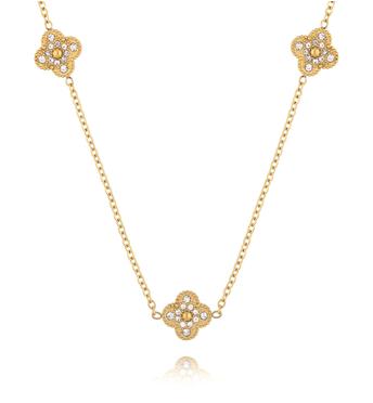 Naszyjnik ze złotymi koniczynkami długi NSY0404