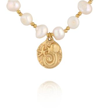 Naszyjnik z naturalnych pereł z zawieszką w morskim stylu NPE0386