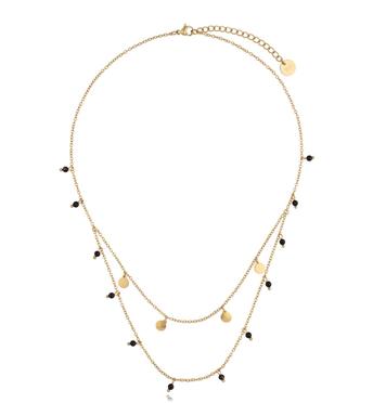 Naszyjnik złoty z czarnymi agatami podwójny Arua NSA0708
