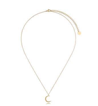 Naszyjnik złoty z księżycem  ze stali szlachetnej Gold Moon NSA0086
