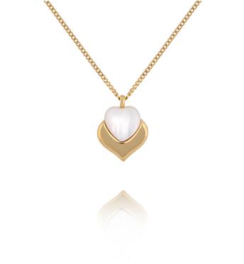 Naszyjnik z sercem z masy perłowej i złotą oprawą NSY0853