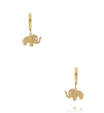 Kolczyki koła z zawieszką słonika złote KSY0625