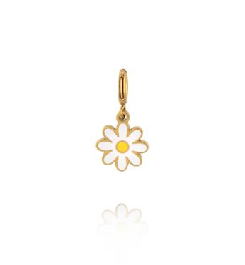 Charms stokrotka z białą emalią CHA0284