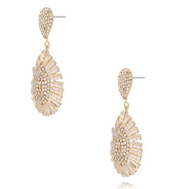 Kolczyki wiszące z kryształkami złote KLU0202