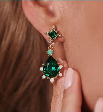 Kolczyki z zielonymi kryształami KSS2143