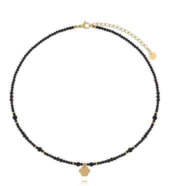 Naszyjnik z czarnego turmalinu z zawieszką w kształcie łapki NTW1621