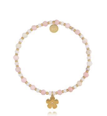 Bransoletka z różowego opalu z zawieszką kwiatka BTW3702