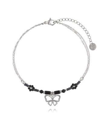 Bransoletka na nogę z turmalinem i zawieszką motyla BNSY0069