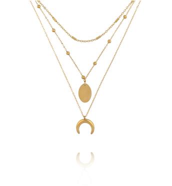 Naszyjnik warstwowy z zawieszką księżyca i medalionem NSY0797