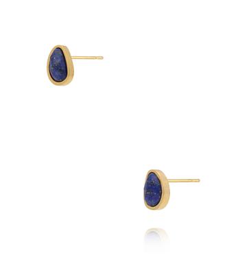 Kolczyki z nieregularnymi lapisami lazuli w złotej oprawie KEA0129