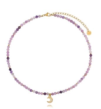 Naszyjnik z kunzytu z zawieszką księżyca NTW1620