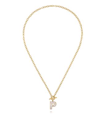 Naszyjnik z literą P i zapięciem toggle NSY0867