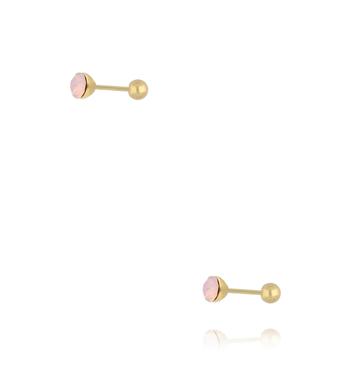 Kolczyki z różowym kryształem w złotej oprawie KCA0172