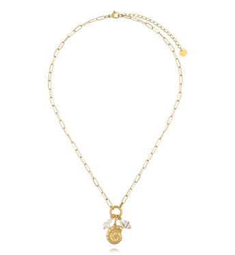 Naszyjnik z muszlami i perełkami na złotym łańcuszku NSY0751