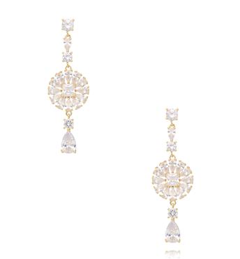 Kolczyki wiszące z cyrkoniami w złotym wykończeniu KLU0194