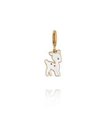 Charms złoty jelonek z białą emalią CHA0198