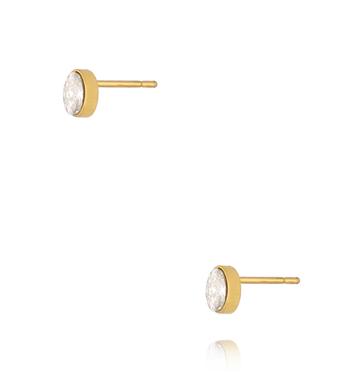 Kolczyki z kryształkiem złote owalne KSY0709