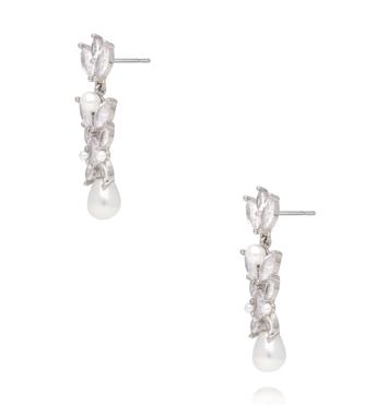 Kolczyki srebrne z perełkami i kryształkami Fête KSS1710