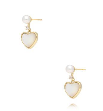 Kolczyki z perłą i sercem z masy perłowej KSS2114