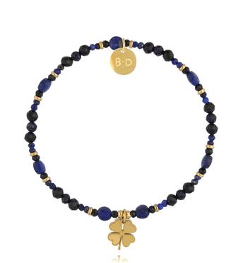 Bransoletka z turmalinami i lapisami z koniczynką BTW3088