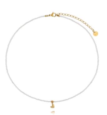 Naszyjnik z kamieniami księżycowymi i złotym serduszkiem NTW1557