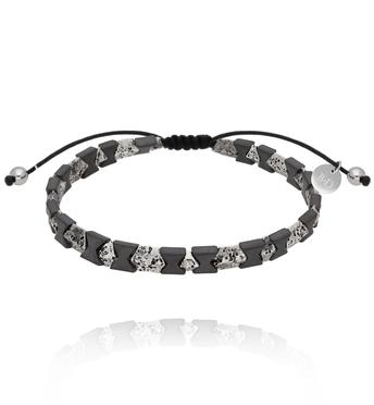 Bransoletka z kostkami lawy i hematytu męska BMITC1014