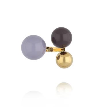 Pierścionek z kulkami w odcieniach szarości i lawendy PSA1127