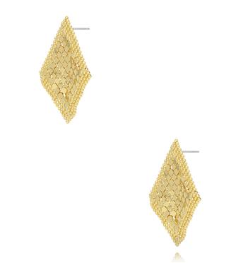 Kolczyki złote mesh w kształcie rombu KSS2199
