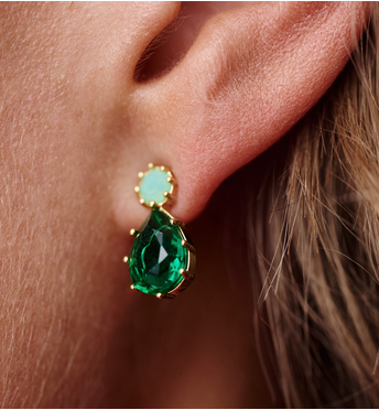 Kolczyki z zielonym kryształkiem KSS2098