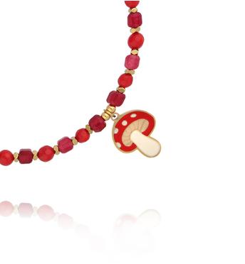 Bransoletka z jadeitami i turmalinami i zawieszką muchomora BTW3532