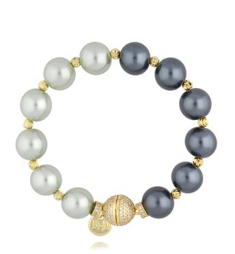 Bransoletka z dużych pereł w odcieniach szarości i ecru BPE0159