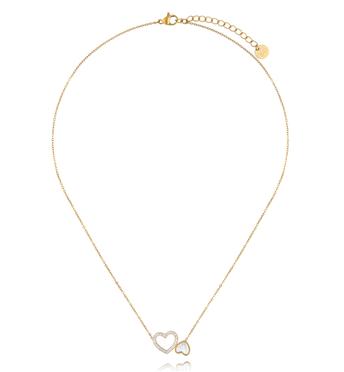 Naszyjnik z podwójnym sercem i cyrkoniami NSY0878