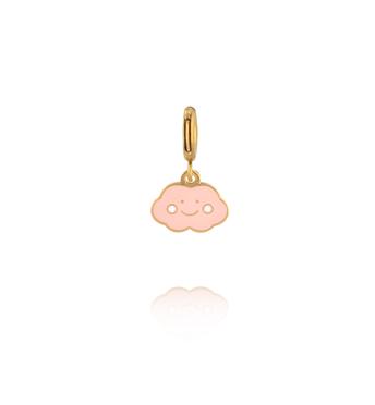 Charms złota chmurka z różową emalią CHA0195